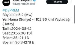 Suriye’deki 5,2’lik deprem Hatay’da Hissedildi