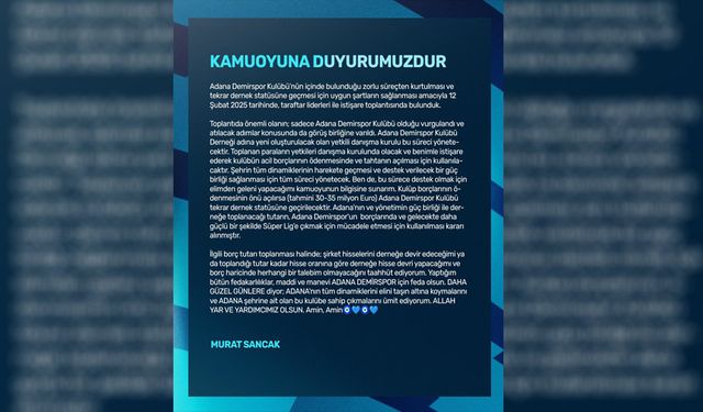 Adana Demirspor İçin Destek Çağrısı Yapıldı