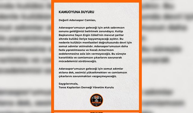 Adanaspor Taraftarından Devir Çağrısı: “Bu Yönetimle Daha Fazla Yürünemez”