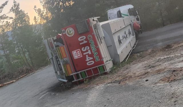 Adana’da Orman Yangını Sonrası Korkutan Görüntü: Su Tankeri Devrildi