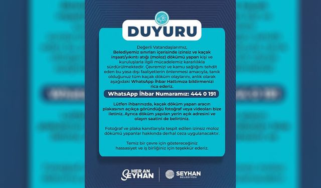 Seyhan’da Kaçak Moloz Terörüne Sıkı Takip!