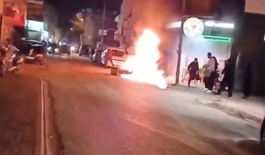 Seyhan’da Panik: Motosiklet Bir Anda Alev Aldı
