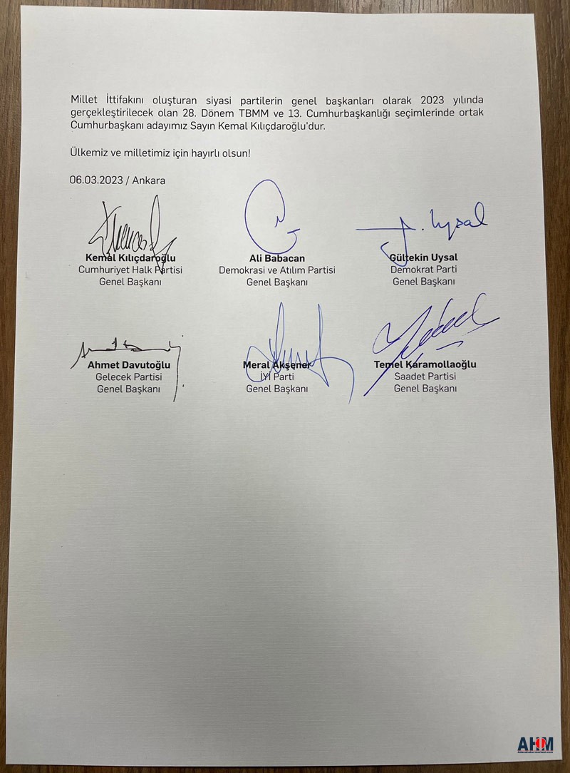 İşte 6'lı Masanın 12 Maddelik Mutabakat Metni