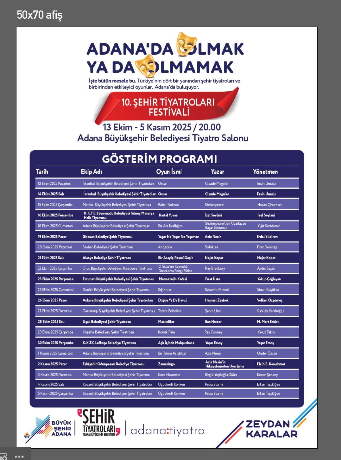 Tiyatro Festivali Program